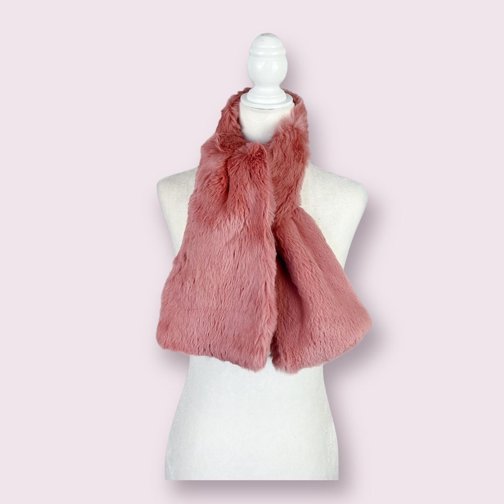 Neiman Marcus Pink Dyed Rabbit Fur Scarf Wrap